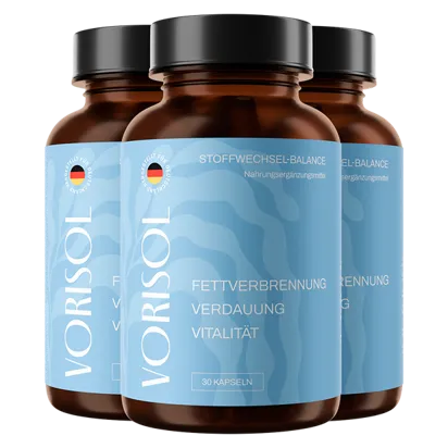 Drei Vorisol™ Kapseln-Flaschen für effektive Fettverbrennung, 100 % natürliche Inhaltsstoffe